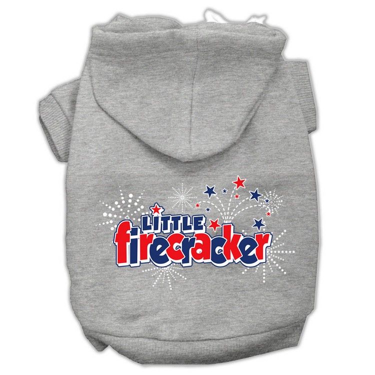 Little Firecracker Screen Print Pet Hoodies Grey XS