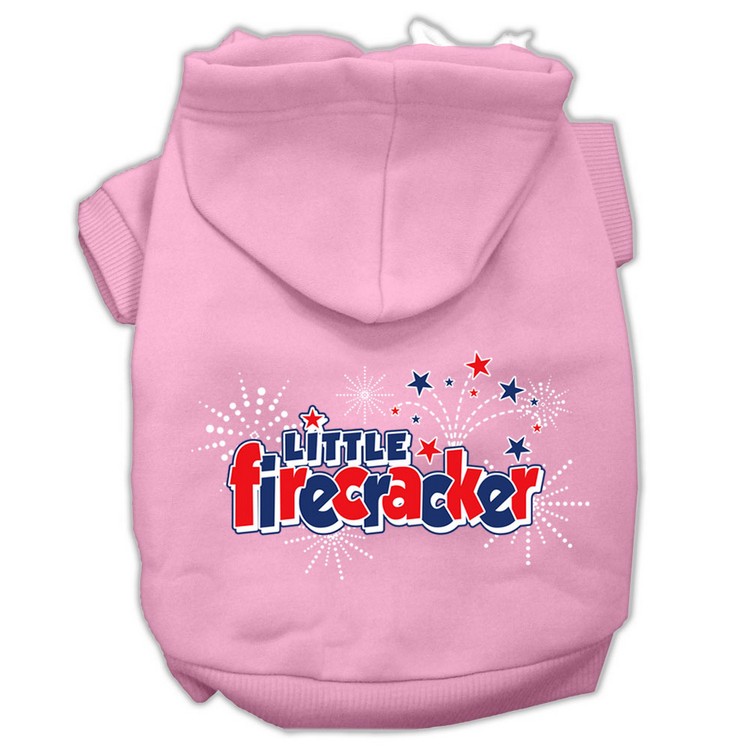 Little Firecracker Screen Print Pet Hoodies Light Pink Size XS