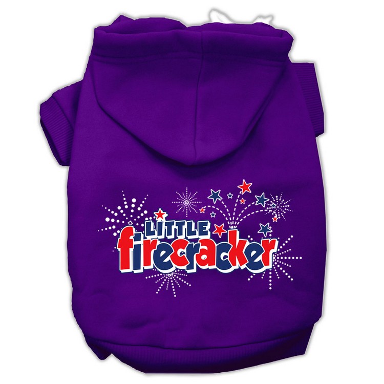 Little Firecracker Screen Print Pet Hoodies Purple Size XS