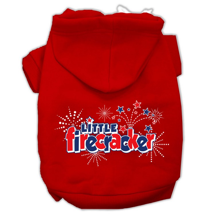 Little Firecracker Screen Print Pet Hoodies Red Size XS