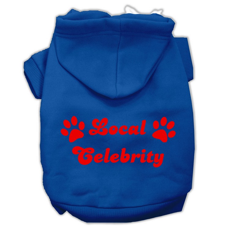 Local Celebrity Screen Print Pet Hoodies Blue Size XS