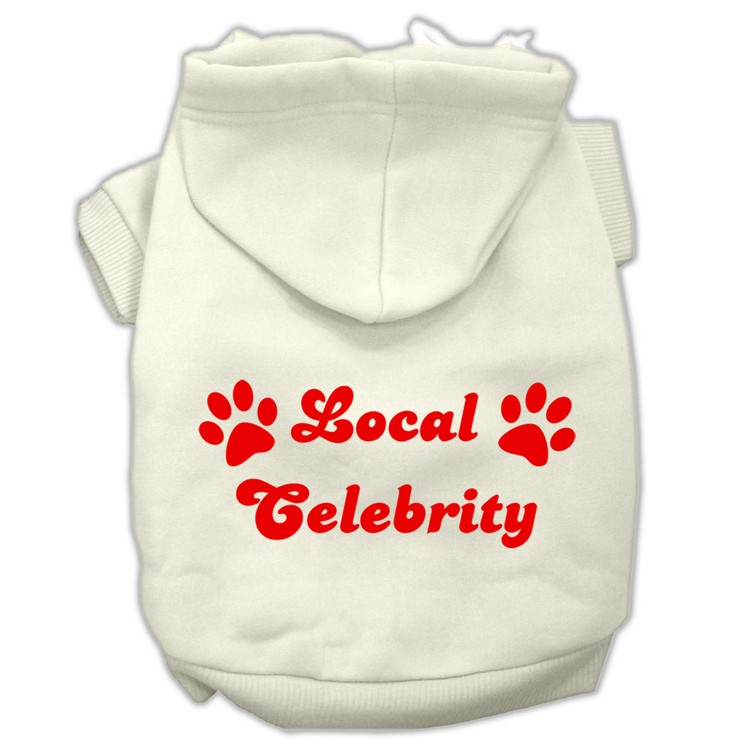 Local Celebrity Screen Print Pet Hoodies Cream Size XS