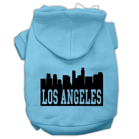 Los Angeles Skyline Screen Print Pet Hoodies Baby Blue Size XS