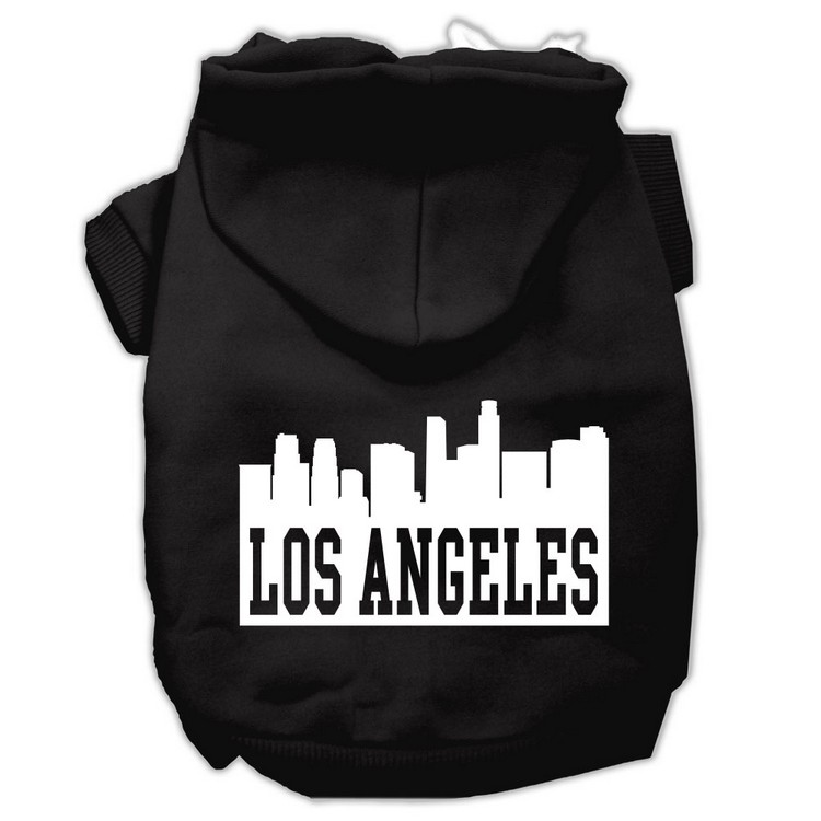 Los Angeles Skyline Screen Print Pet Hoodies Black Size XS