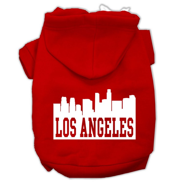 Los Angeles Skyline Screen Print Pet Hoodies Red Size XXXL