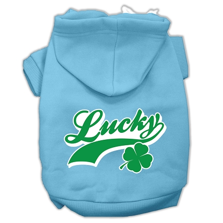 Lucky Swoosh Screen Print Pet Hoodies Baby Blue Size XS