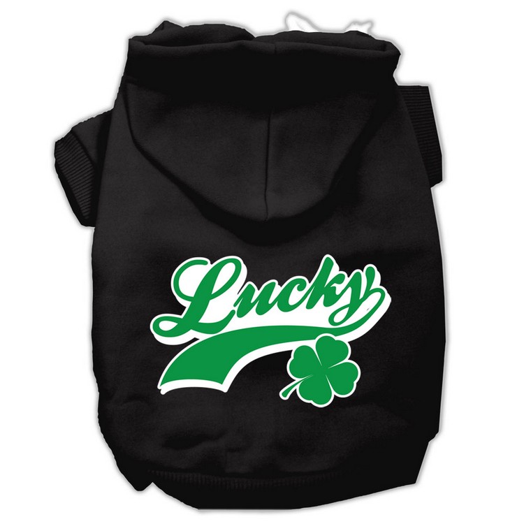 Lucky Swoosh Screen Print Pet Hoodies Black Size Med