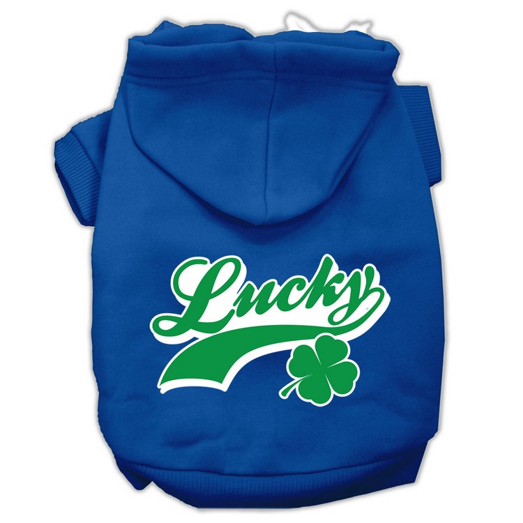 Lucky Swoosh Screen Print Pet Hoodies Blue Size XS