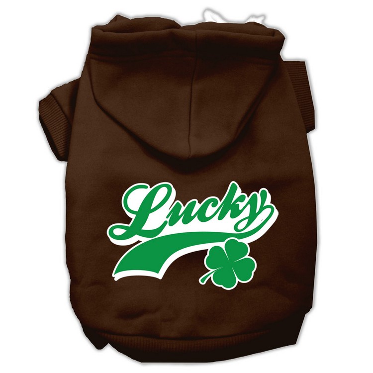 Lucky Swoosh Screen Print Pet Hoodies Brown Size XS