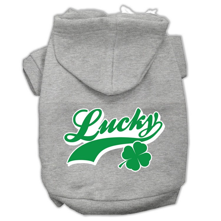 Lucky Swoosh Screen Print Pet Hoodies Grey Size XS