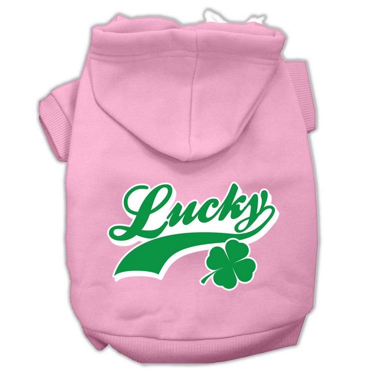 Lucky Swoosh Screen Print Pet Hoodies Light Pink Size XS