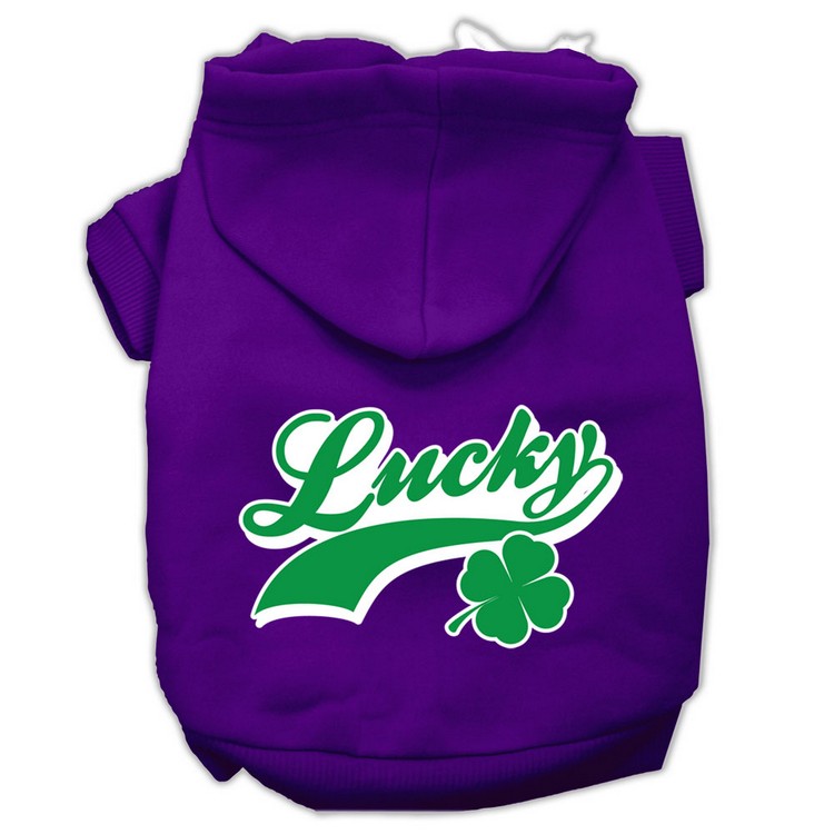 Lucky Swoosh Screen Print Pet Hoodies Purple Size XS