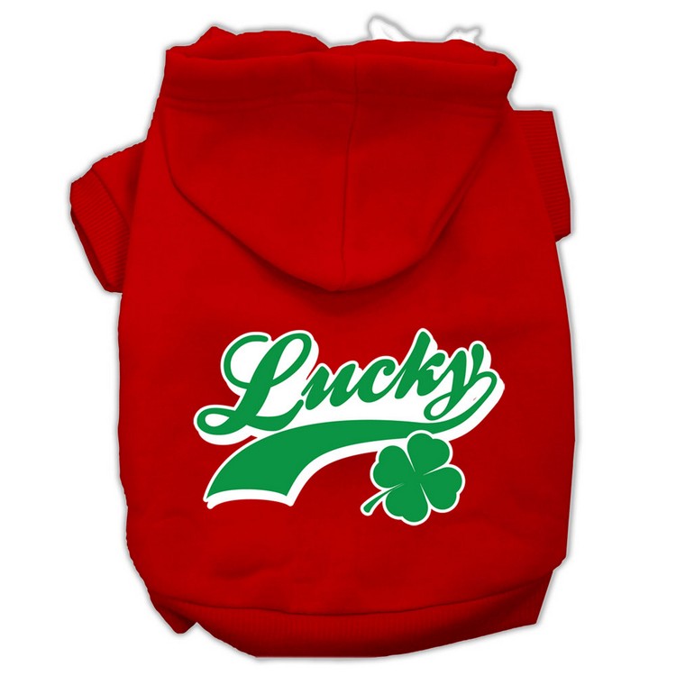 Lucky Swoosh Screen Print Pet Hoodies Red Size XS