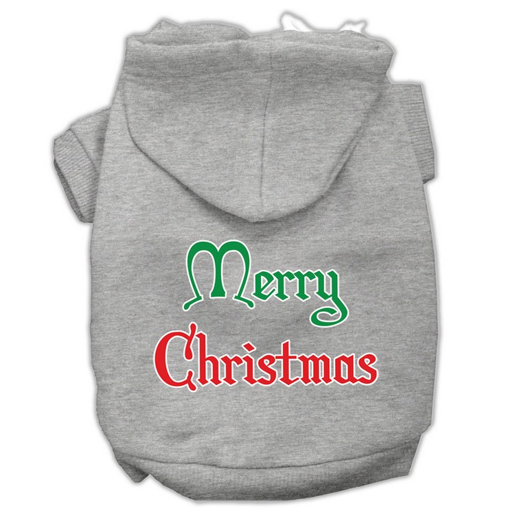 Merry Christmas Screen Print Pet Hoodies Grey Size XS