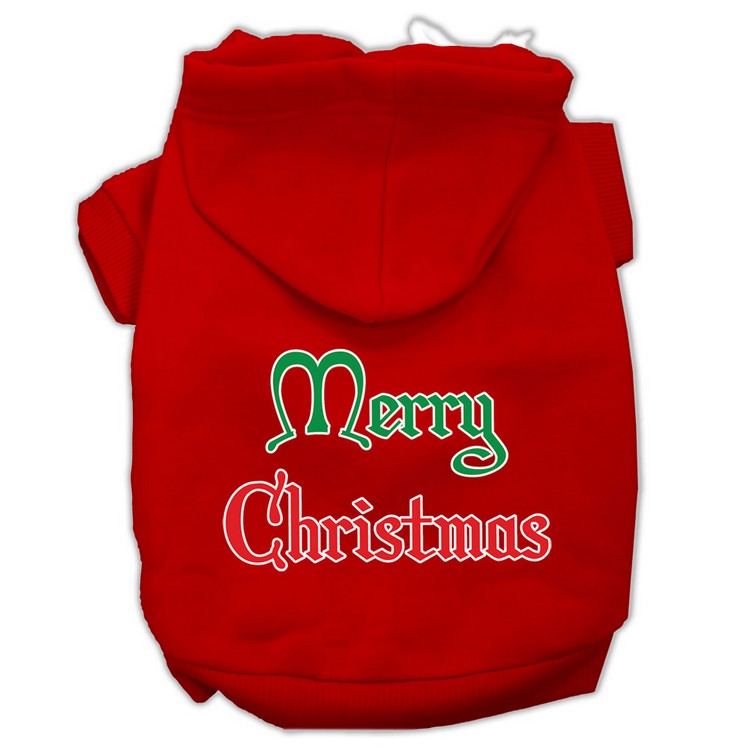 Merry Christmas Screen Print Pet Hoodies Red Size Sm