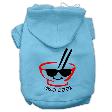 Miso Cool Screen Print Pet Hoodies Baby Blue Size XS