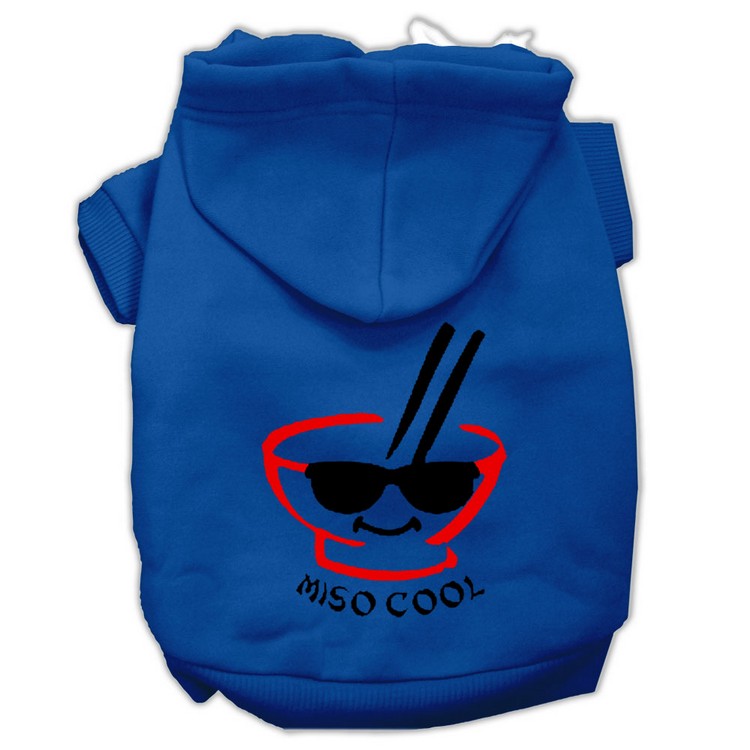 Miso Cool Screen Print Pet Hoodies Blue Size Med