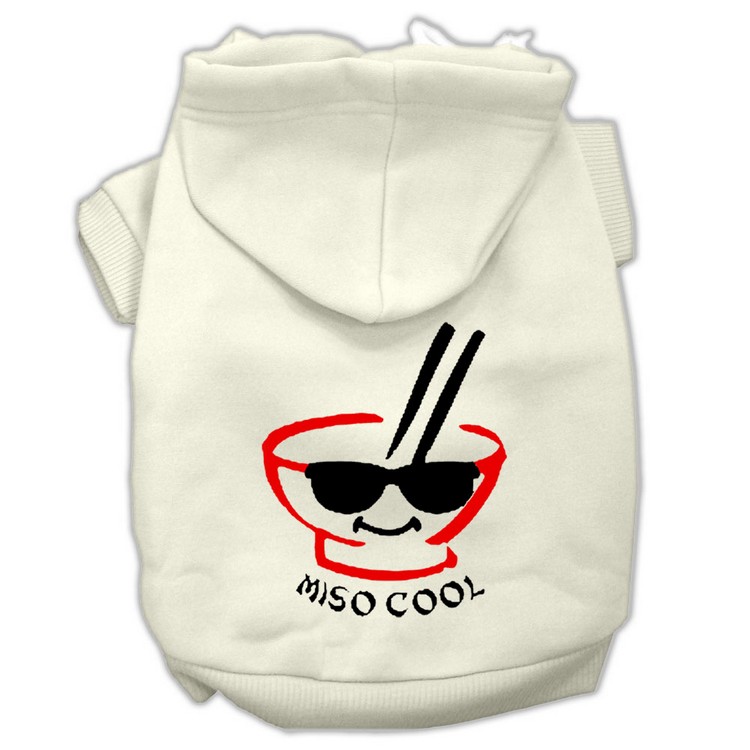 Miso Cool Screen Print Pet Hoodies Cream Size XS