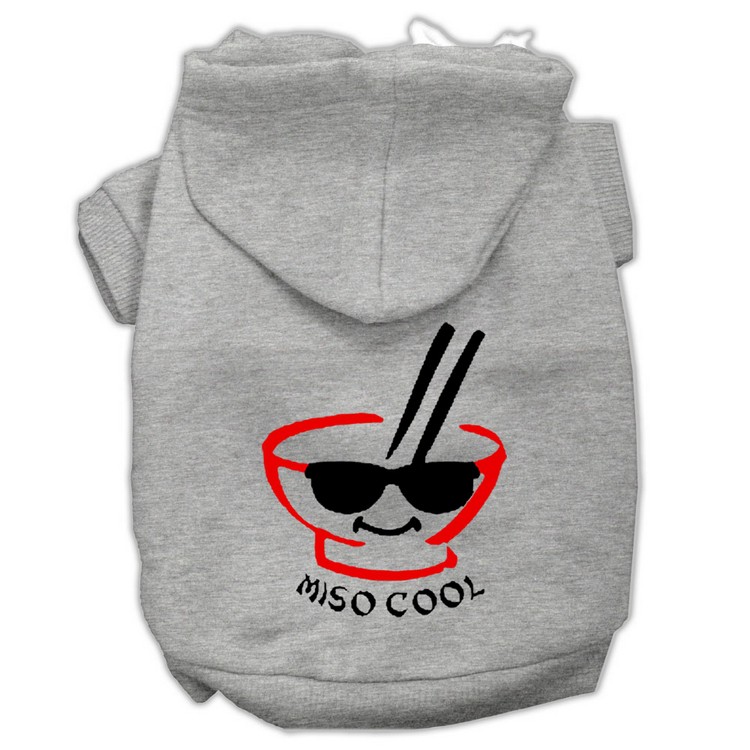 Miso Cool Screen Print Pet Hoodies Grey Size Sm