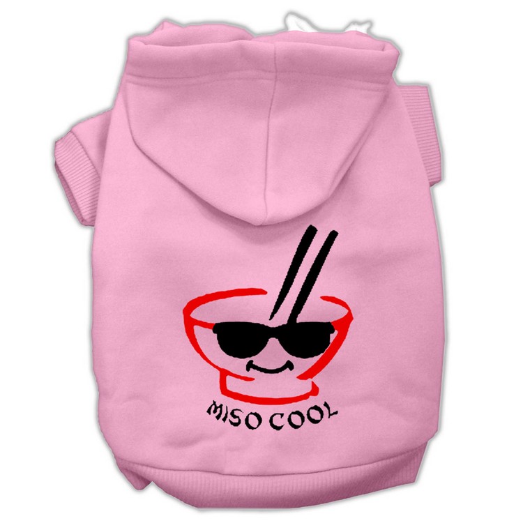 Miso Cool Screen Print Pet Hoodies Pink Size XS