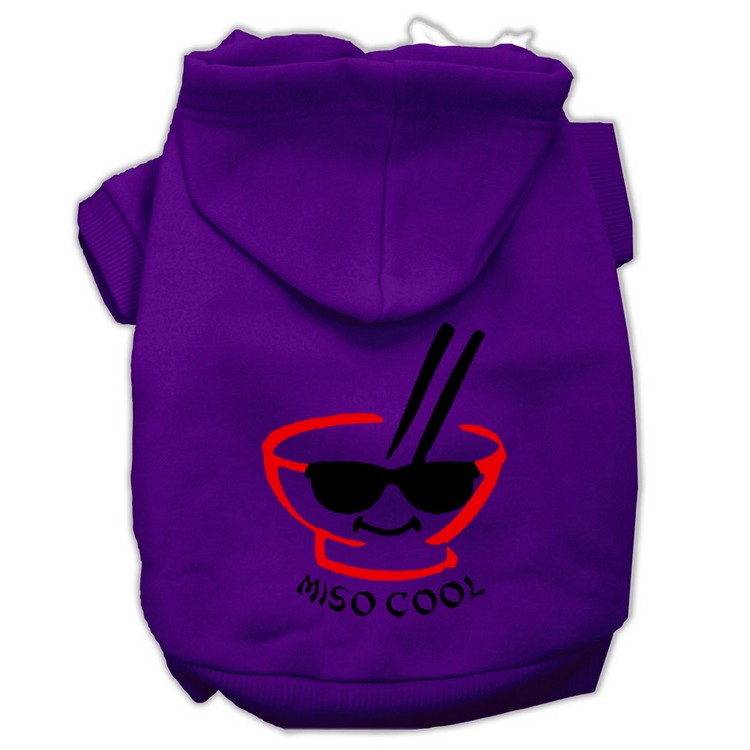 Miso Cool Screen Print Pet Hoodies Purple Size Sm