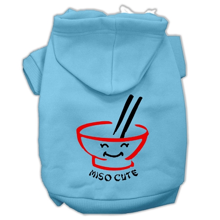 Miso Cute Screen Print Pet Hoodies Baby Blue Size XS