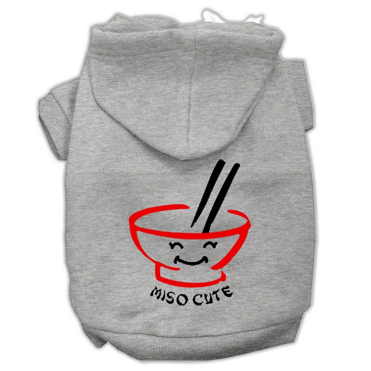 Miso Cute Screen Print Pet Hoodies Grey Size XS