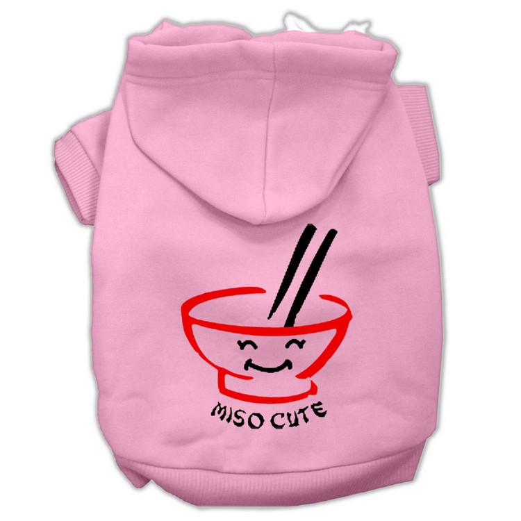 Miso Cute Screen Print Pet Hoodies Pink Size XS