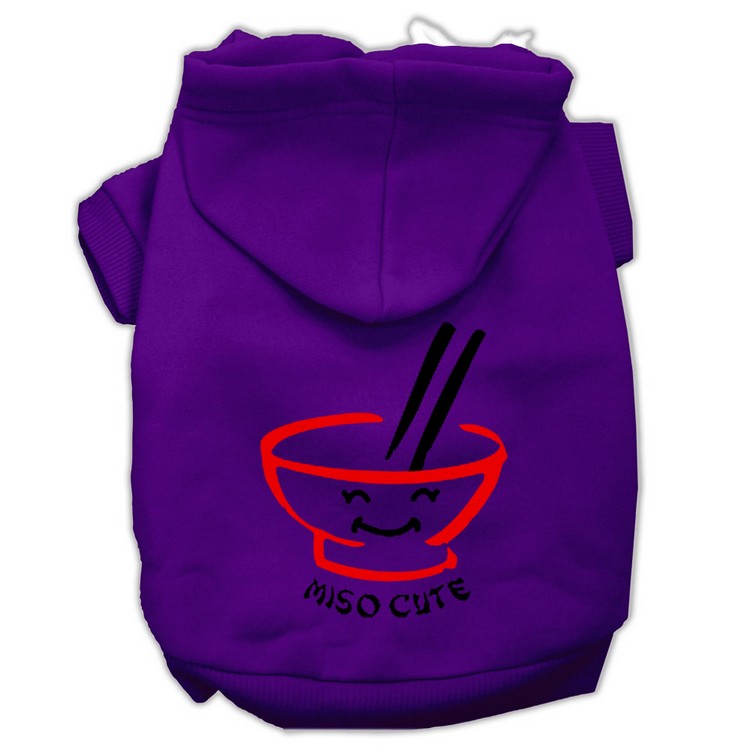 Miso Cute Screen Print Pet Hoodies Purple Size XS