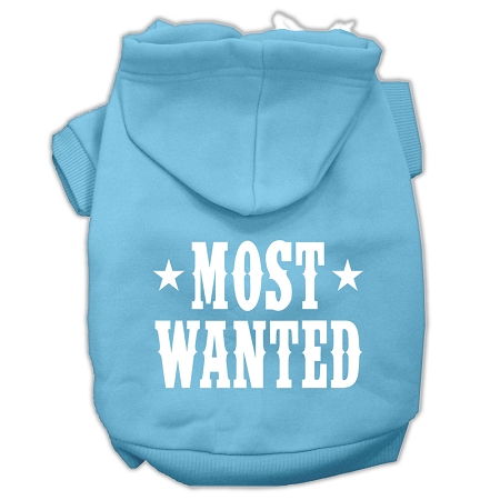 Most Wanted Screen Print Pet Hoodies Baby Blue Size Med