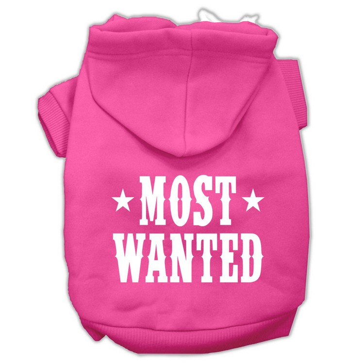 Most Wanted Screen Print Pet Hoodies Bright Pink Size Med