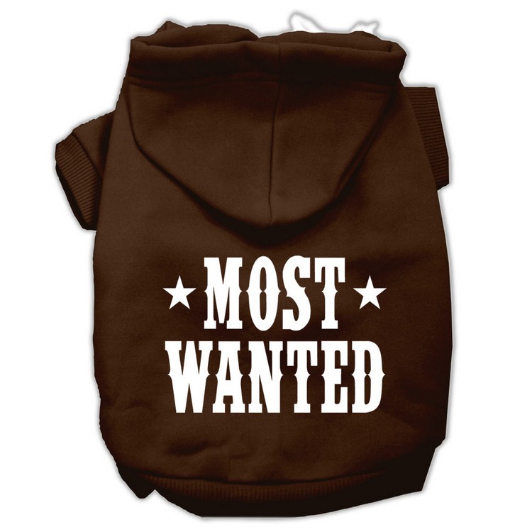 Most Wanted Screen Print Pet Hoodies Brown Size Med