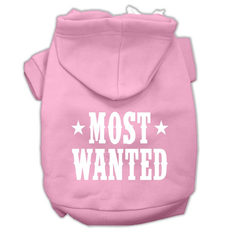 Most Wanted Screen Print Pet Hoodies Light Pink Size Med