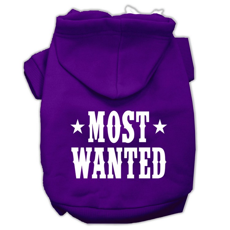 Most Wanted Screen Print Pet Hoodies Purple Size Lg