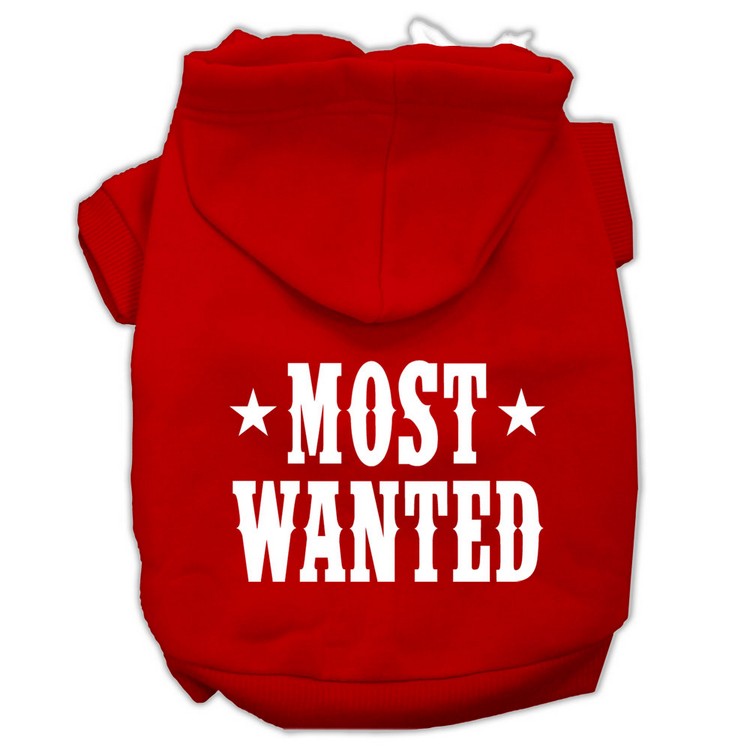 Most Wanted Screen Print Pet Hoodies Red Size Sm