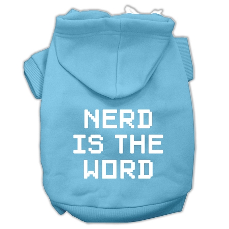 Nerd is the Word Screen Print Pet Hoodies Baby Blue Size M