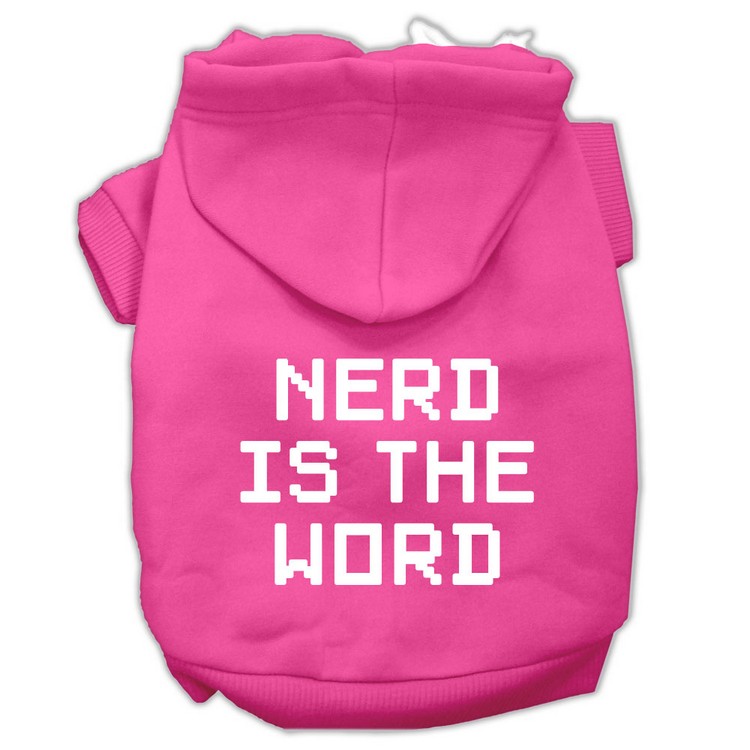 Nerd is the Word Screen Print Pet Hoodies Bright Pink Size XXXL