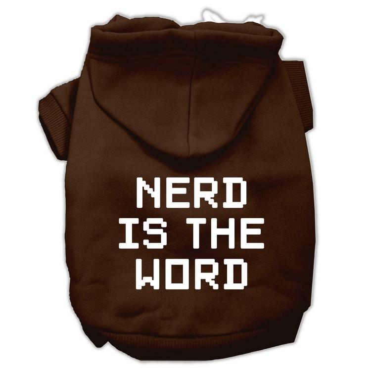 Nerd is the Word Screen Print Pet Hoodies Brown Size XL