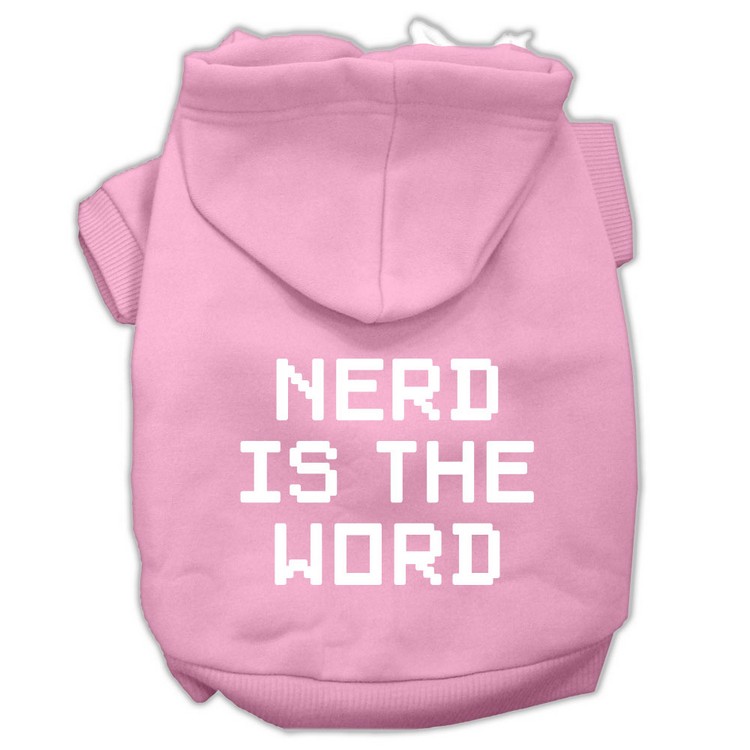 Nerd is the Word Screen Print Pet Hoodies Light Pink Size M