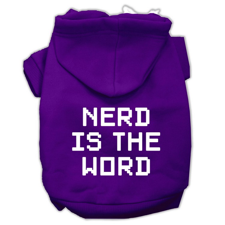 Nerd is the Word Screen Print Pet Hoodies Purple Size M