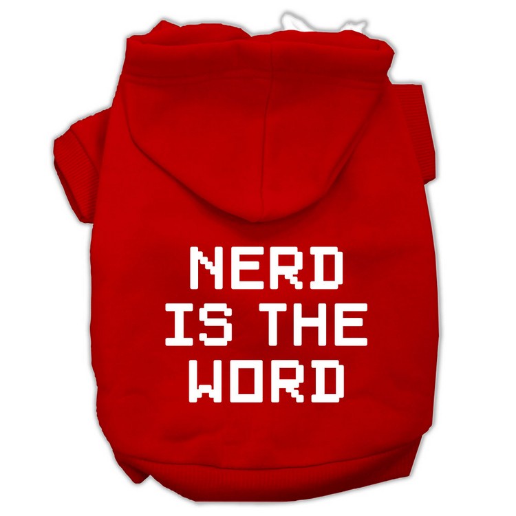 Nerd is the Word Screen Print Pet Hoodies Red Size XXL