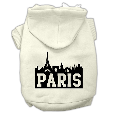 Paris Skyline Screen Print Pet Hoodies Cream Size XS