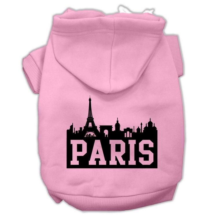 Paris Skyline Screen Print Pet Hoodies Light Pink Size XS