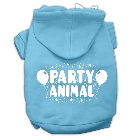 Party Animal Screen Print Pet Hoodies Baby Blue Size XS