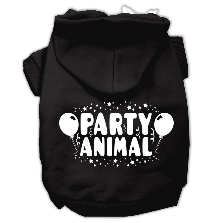 Party Animal Screen Print Pet Hoodies Black Size XS