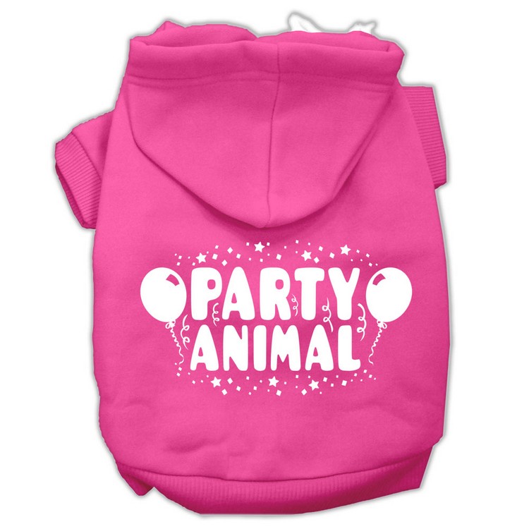 Party Animal Screen Print Pet Hoodies Bright Pink Size Sm