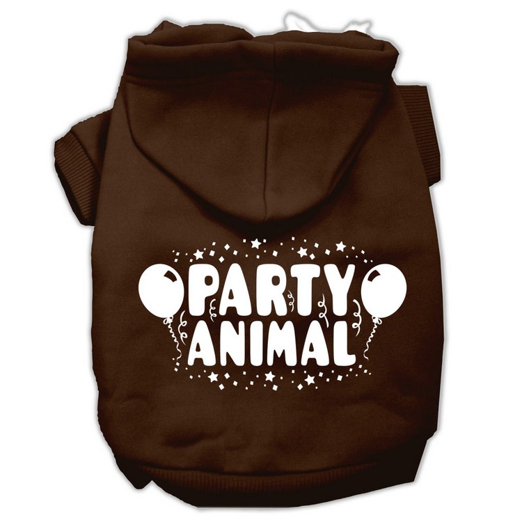 Party Animal Screen Print Pet Hoodies Brown Size XS