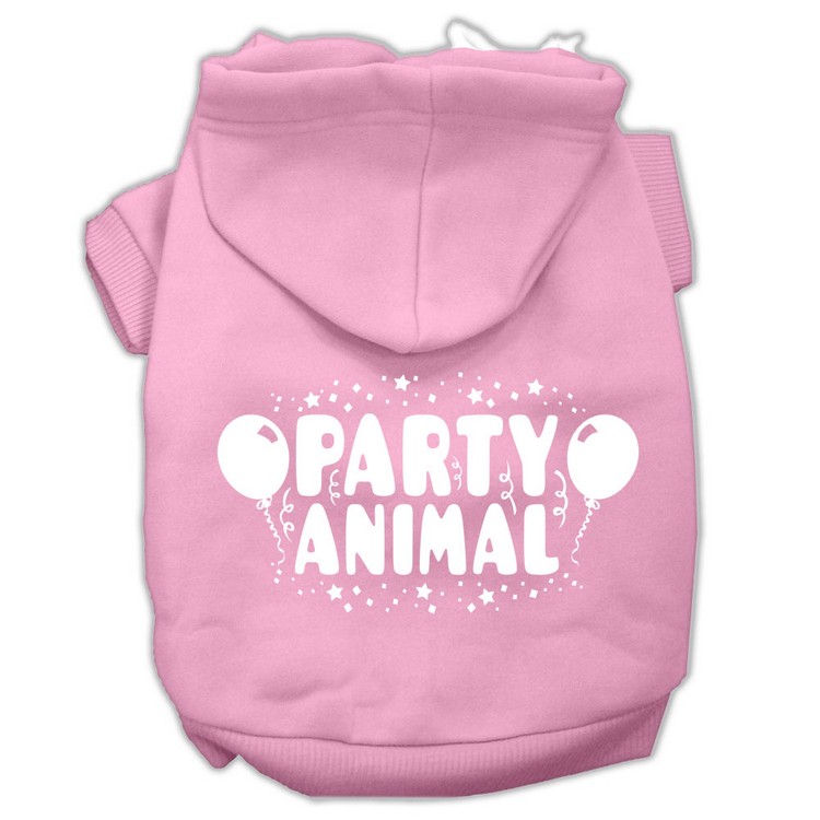 Party Animal Screen Print Pet Hoodies Light Pink Size Sm