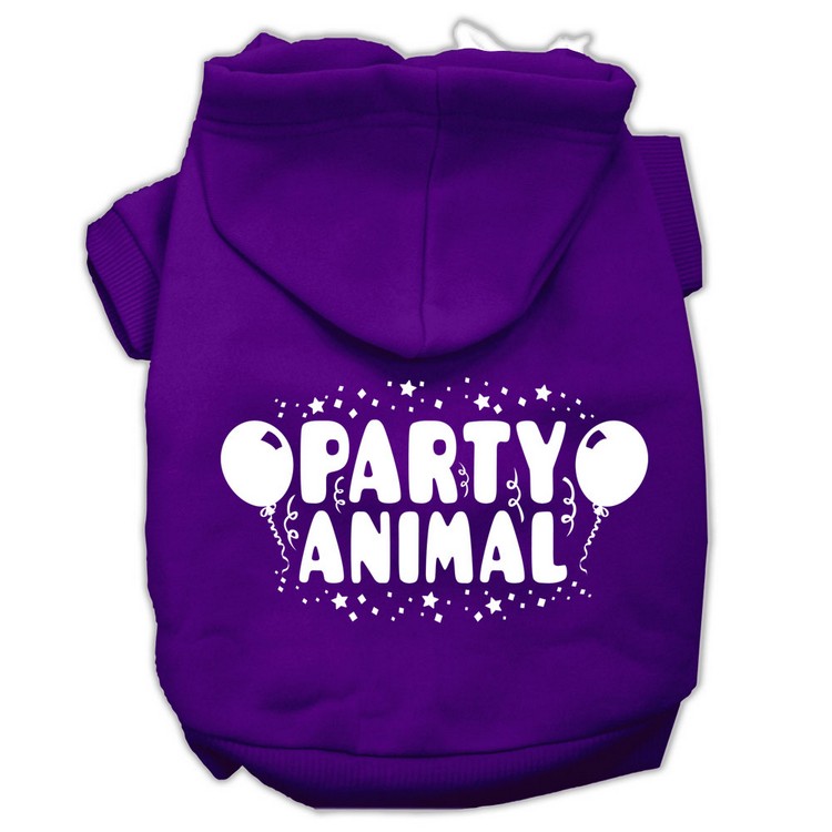 Party Animal Screen Print Pet Hoodies Purple Size XS