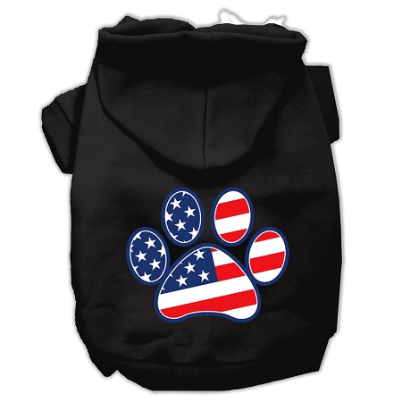 Patriotic Paw Screen Print Pet Hoodies Black XS